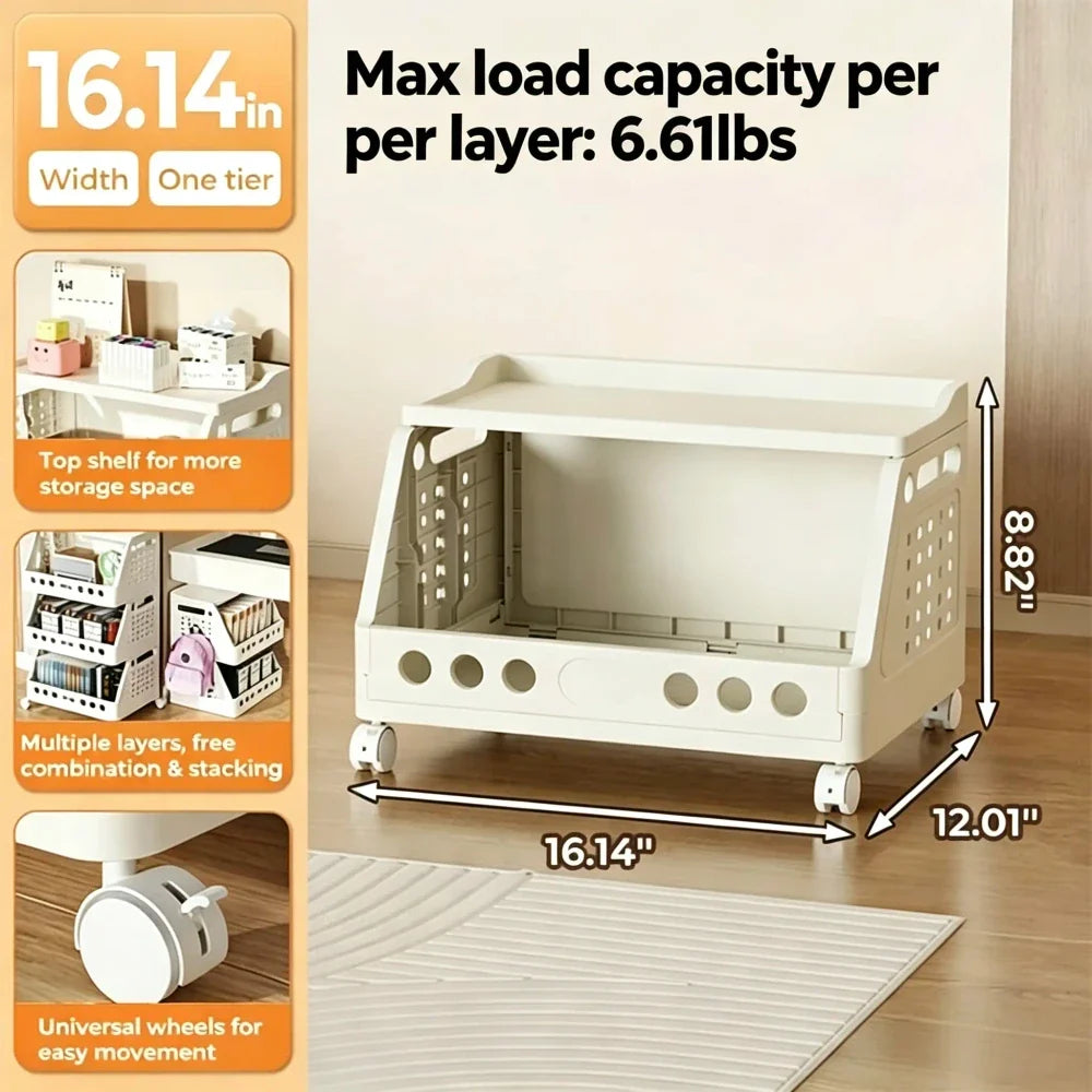 Modular Rolling Plastic Storage Cart