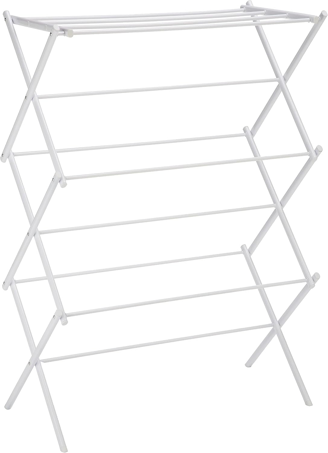 Amazon Basics Foldable Portable Metal Clothes Drying Rack for Indoor Air Drying, Energy Saving, 14.5 x 29.5 x 41.8 inches, Chrome Silver