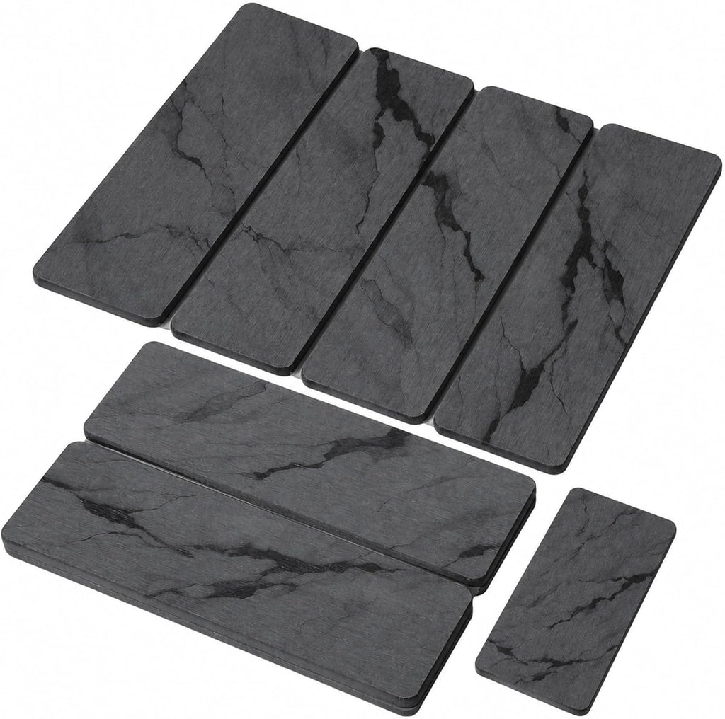 Large Stone Dish Drying Mat for Kitchen Counter, Quick Dry Stone Dishes/Bath Mats,Foldable Water Absorbing Diatomaceous Earth Drying Organizer Pad for Plate Rack Bottles Utensils(Dark Gray 24"×16")