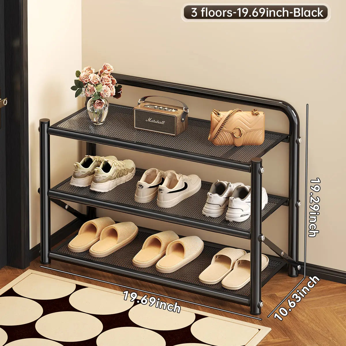 MiaoLi 4-Tier ABS Plastic Adjustable Shoe Rack Organizer for Home